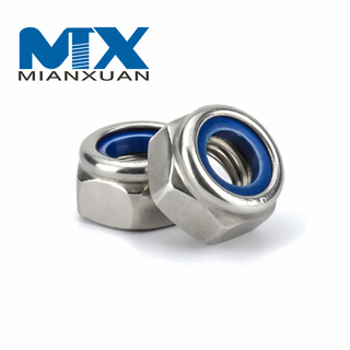 Шестигранная гайка из нержавеющей стали. Утолщенная нейлоновая контргайка. Nylock-гайка.