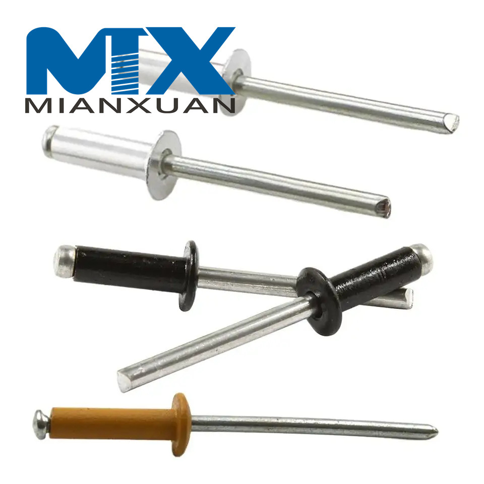 Кнопочный гвоздь открытого типа, стальная оправка, алюминиевая потайная заклепка