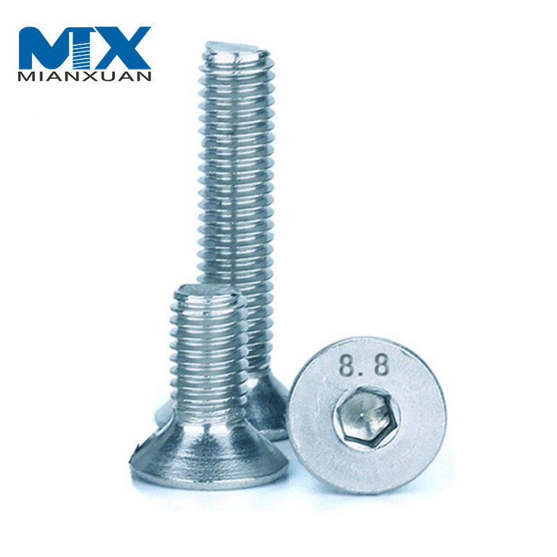 Винт с потайной головкой и внутренним шестигранником Высокопрочный винт ISO10642 с черной окисью