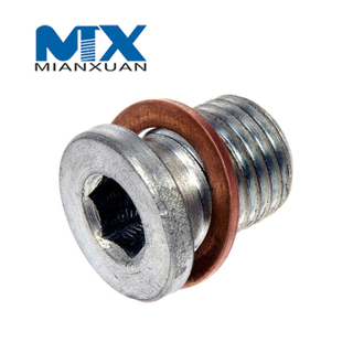 Высокопрочная на растяжение черная пробка слива масла с шестигранной головкой и наружной резьбой