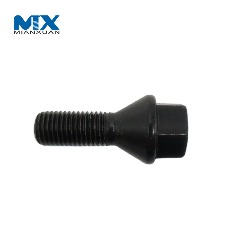 Автозапчасти, черный болт с проушиной колеса, гайка