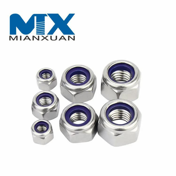 Шестигранная гайка из нержавеющей стали. Утолщенная нейлоновая контргайка. Nylock-гайка.