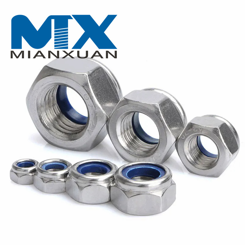 Нержавеющая сталь A2 Черные нейлоновые стопорные гайки