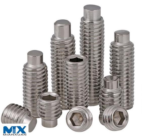 Установочные винты с шестигранной головкой из нержавеющей стали и собачьей головкой