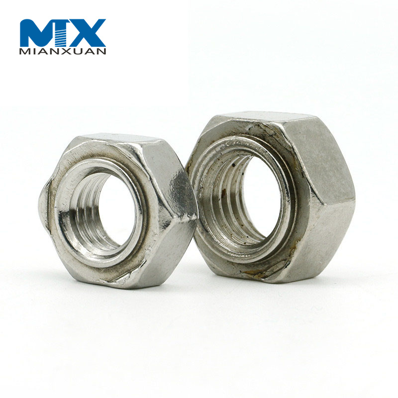 DIN929 Шестигранная шестигранная сварная гайка из углеродистой стали, обычная фабрика, хорошее качество, высокоскоростная формовочная машина, шестигранная гайка из нержавеющей стали для точечной сварки