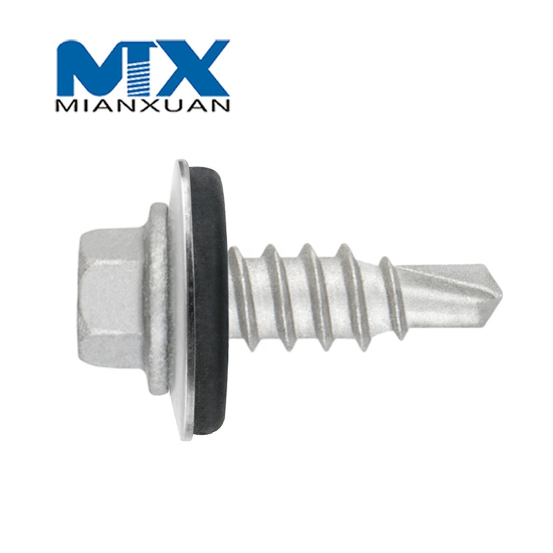 Биметаллические саморезы с шестигранной головкой HD (SS304+CS), закаленные, шайба из EPDM 304