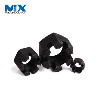 DIN937 Тип a Шестигранная тонкая шлицевая гайка Контргайка M12 Желтые оцинкованные шестигранные шлицевые гайки