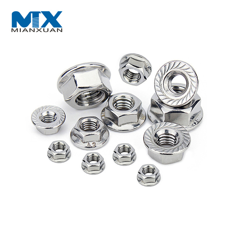 DIN6923 Шестигранная гайка M5-M20 Шестигранная фланцевая гайка из нержавеющей стали 304