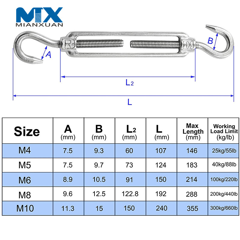 Изготовленный на заказ крюк с двумя концами, крюк для натяжения троса