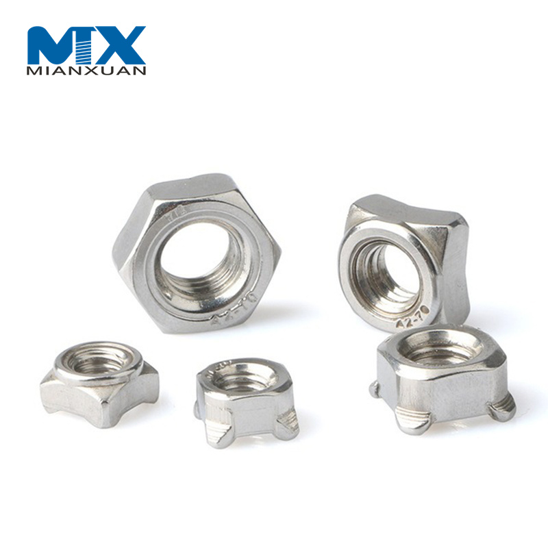 Лидер продаж M3 M4 M6 M8 M10 из углеродистой стали, шестигранная гайка для точечной сварки, DIN928, шпилька из углеродистой стали, приварные гайки