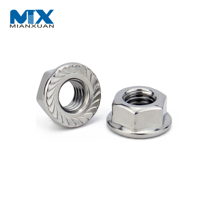 DIN6923 Шестигранная гайка M5-M20 Шестигранная фланцевая гайка из нержавеющей стали 304