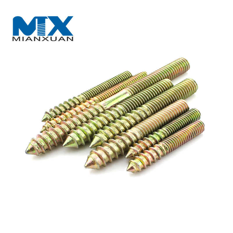 Дюбель-шуруп для вешалки с деревянной резьбой. Двусторонний болт для крепления мебели.