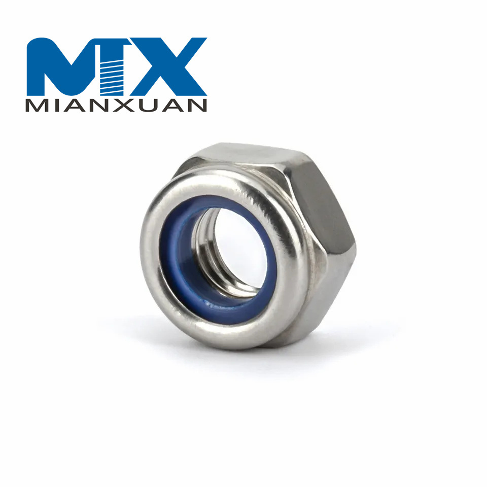 Шестигранная гайка из нержавеющей стали. Утолщенная нейлоновая контргайка. Nylock-гайка.