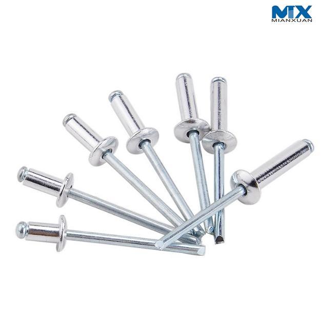 Заклепки глухие с открытым концом, с разрывной оправкой и выступающей головкой - Al/St