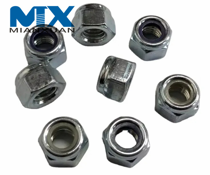 DIN985 Шестигранные нейлоновые вставные гайки Нейлоновые самоконтрящиеся гайки